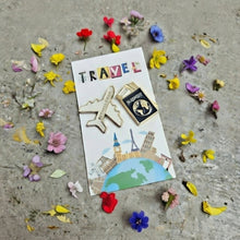 Load image into Gallery viewer, Travel Enamel Pin - Passport &amp; Airplane