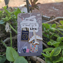 Load image into Gallery viewer, Travel Enamel Pin - Passport &amp; Airplane