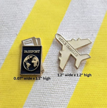 Load image into Gallery viewer, Travel Enamel Pin - Passport &amp; Airplane