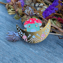 Load image into Gallery viewer, Frog Mushroom Moon Cottagecore Pin - Pro Eyelash Extensions