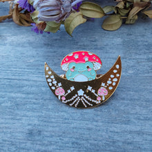Load image into Gallery viewer, Frog Mushroom Moon Cottagecore Pin - Pro Eyelash Extensions