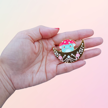 Load image into Gallery viewer, Frog Mushroom Moon Cottagecore Pin - Pro Eyelash Extensions