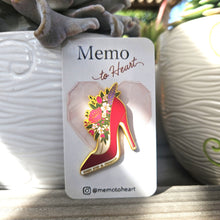 Load image into Gallery viewer, Red Flower High Heels Every Step is Progress Enamel Pin