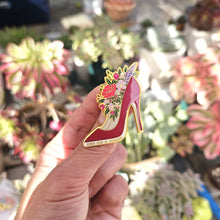 Load image into Gallery viewer, Red Flower High Heels Every Step is Progress Enamel Pin