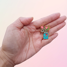 Load image into Gallery viewer, I Love Mom Daisy Tulip Floral Bouquet Flower Enamel Pin - Pro Eyelash Extensions