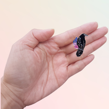 Load image into Gallery viewer, Raven Flower Enamel Pin Gothic Celestial Bird Lover - Pro Eyelash Extensions