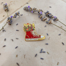 Load image into Gallery viewer, Red Flower Sneaker Enamel Pin - Every Step is Progress