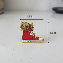 Load image into Gallery viewer, Red Flower Sneaker Enamel Pin - Every Step is Progress