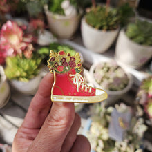 Load image into Gallery viewer, Red Flower Sneaker Enamel Pin - Every Step is Progress