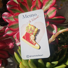Load image into Gallery viewer, Red Flower Sneaker Enamel Pin - Every Step is Progress