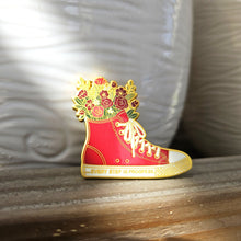 Load image into Gallery viewer, Red Flower Sneaker Enamel Pin - Every Step is Progress
